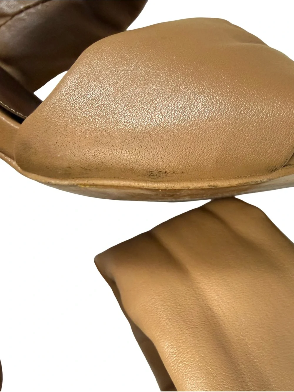 Alohas Natasha Puffy Mule Heels in camel/nude Leather Size 39